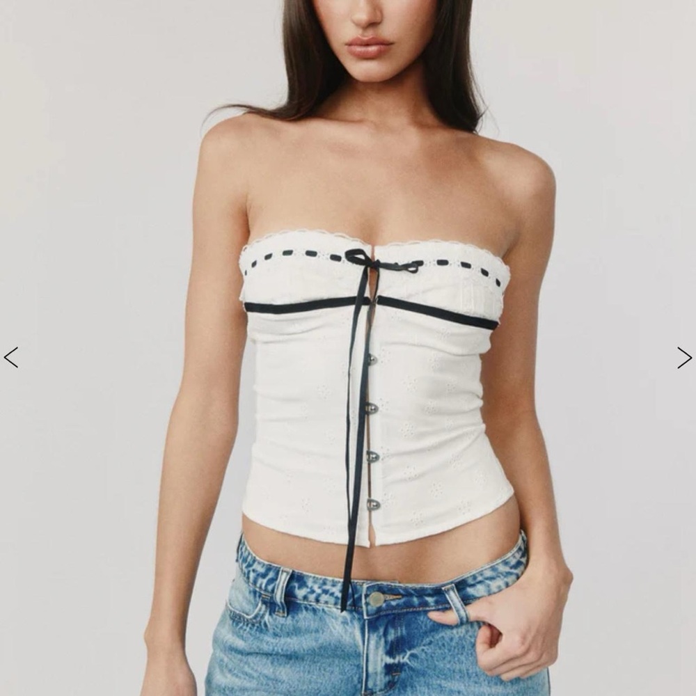 With Jean Sabrin Top | White Embroidery corset top eyelet